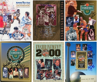 Collection of (15) Multi-Signed Hall of Fame Induction Programs & Yearbooks (1992-2002 w 80+ Signatures) Incl. George Mikan, Pat Summit, Julius Erving, Kareem Abdul Jabbar and Many Others